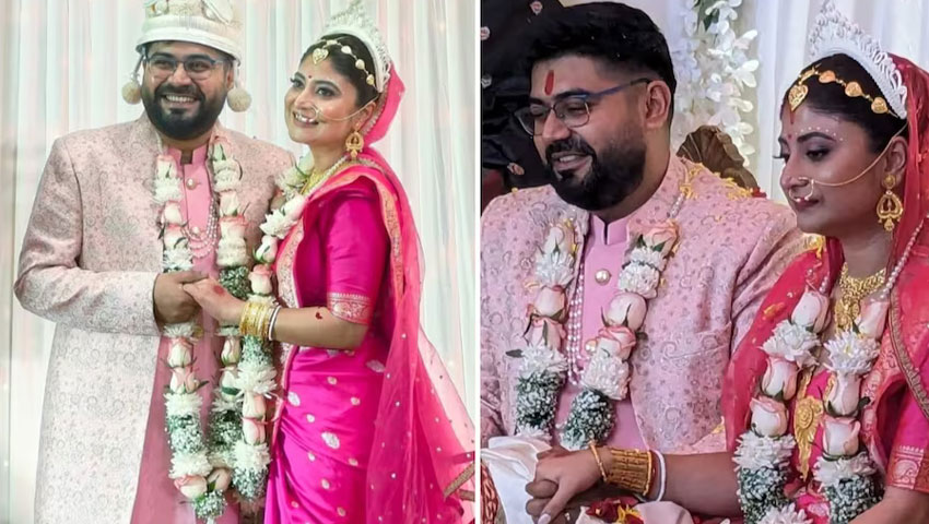 গাঁটছড়া বাঁধলেন সন্দীপ্তা-সৌম্য