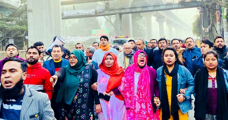 হরতালের সমর্থনে রিজভীর নেতৃত্বে মিছিল-পিকেটিং