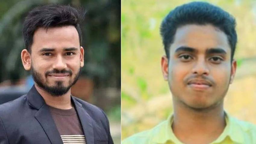 গত ৪ আগস্ট শেরপুরে অসহযোগ আন্দোলনে নিহত মাহবুব আলম ও সবুজ আহম্মেদ। ছবি: কোলাজ