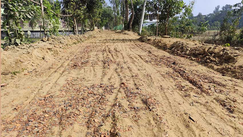 পায়ের চাপেই দেবে যায় সড়ক