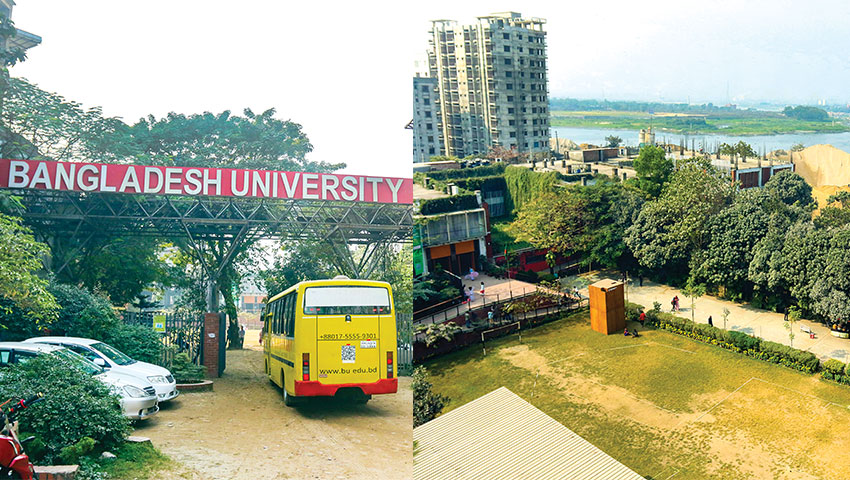 ক্যাম্পাসের ভেতরে নদীর সীমানা পিলার, বাংলাদেশ ইউনিভার্সিটির দখলের রাজত্ব