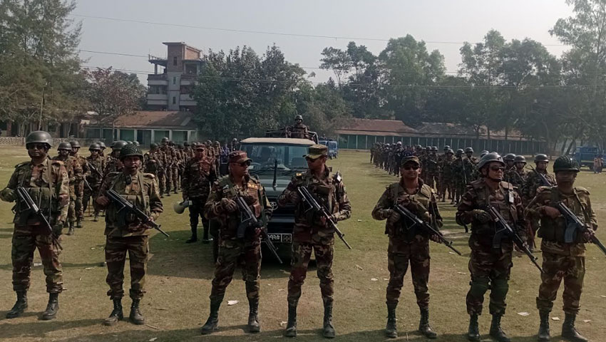 নির্বাচনী নিরাপত্তায় যৌথবাহিনী ও প্রশাসনের মহড়া