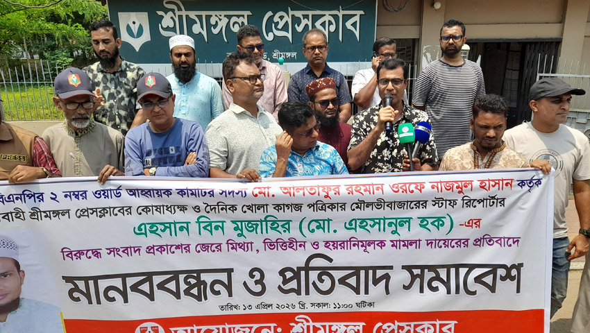 সাংবাদিকদের বিরুদ্ধে বিএনপি নেতার মামলার প্রতিবাদে মানববন্ধন