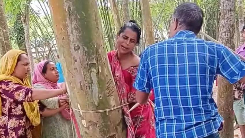 করলা চুরির অভিযোগে স্ত্রীকে গাছে বেঁধে পেটালেন স্বামী