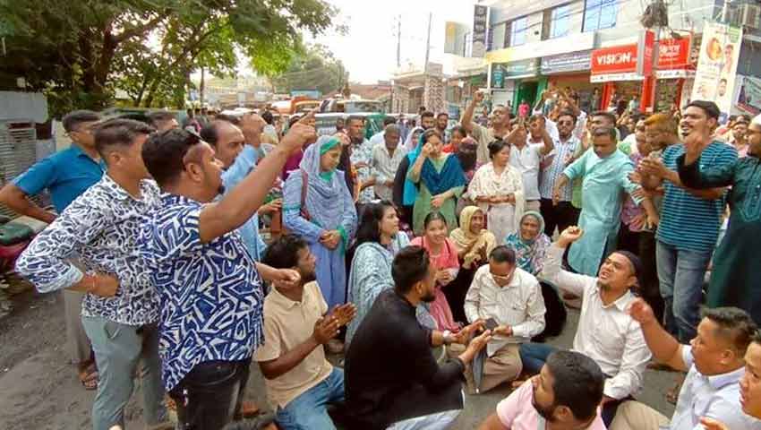 মন্ত্রীর পদত্যাগ, রাঙ্গামাটিতে বিএনপি নেতাকর্মীদের বিক্ষোভ