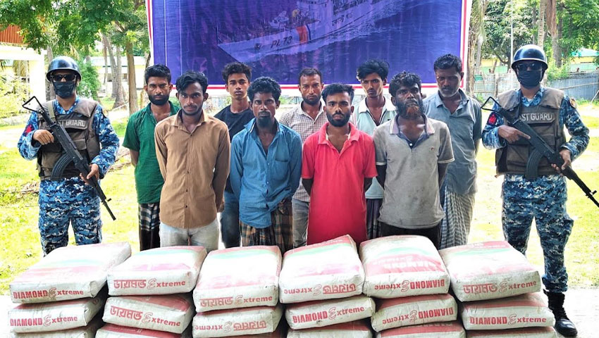 মিয়ানমারে পাচারকালে ৬৫০ বস্তা সিমেন্টসহ ৯ পাচারকারী আটক
