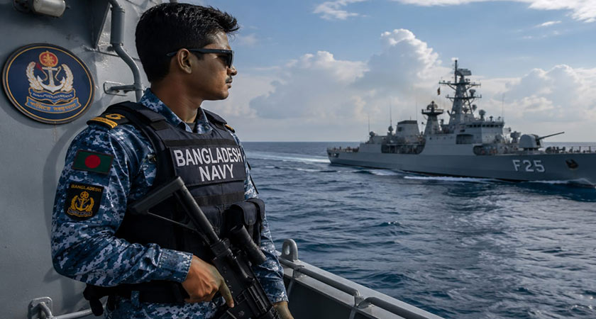 সার্বভৌমত্বের প্রহরীরা নিরলস কাজ করেন সমুদ্রে। ছবি : এআই