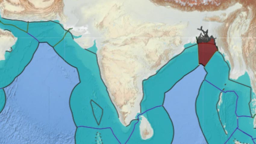 উত্তর ভারত মহাসাগর অঞ্চলে ভারত, বাংলাদেশ, পাকিস্তান ও শ্রীলঙ্কার সামুদ্রিক সীমানার অবস্থান দেখানো হয়েছে এই মানচিত্রে। তবে এটি প্রকৃত স্কেল অনুযায়ী অঙ্কিত নয়। ছবি : ইন্ডিয়া টুডে