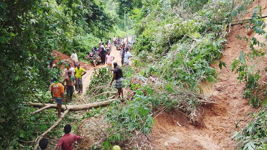 শ্রীবরদী সীমান্ত সড়কে পাহাড়ধস, যান চলাচল ব্যাহত 