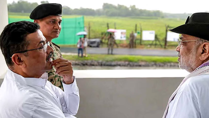 ভারত-বাংলাদেশ সীমান্ত পরিদর্শন করলেন অমিত শাহ ও শুভেন্দু অধিকারী