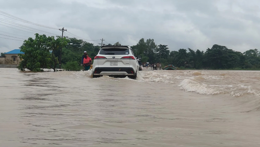 সুনামগঞ্জে বৃষ্টির সঙ্গে পাহাড়ি ঢল, সুরমার পানি বিপদসীমায়
