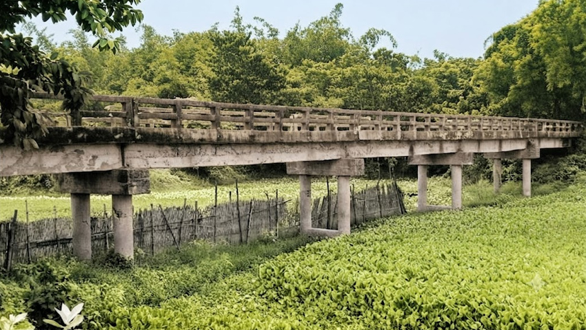 নদী পারাপারে ভরসা ৩০ বছরের পুরোনো ব্রিজ